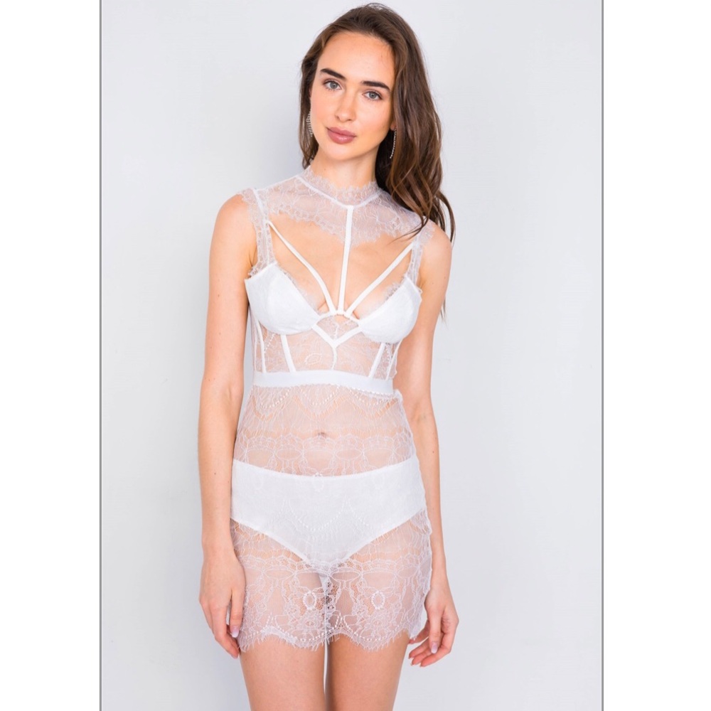 White Floral Lace Corset and Panty Set